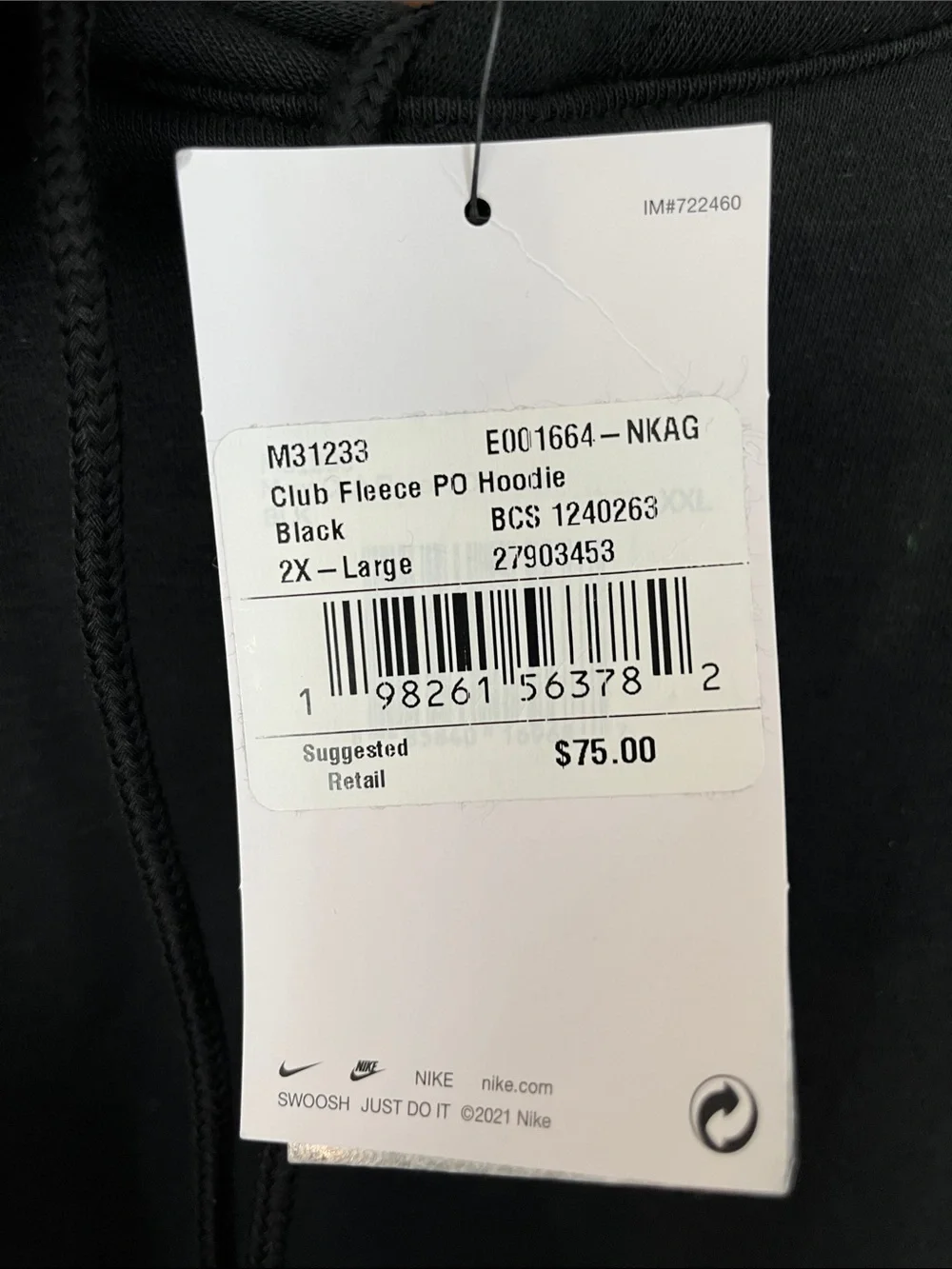 Nike Black Atlanta Pullover Hoodie with White Swoosh